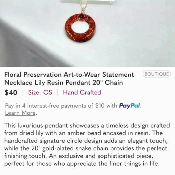 Floral Fantasy Bundle Tiger Lily Necklace Resin Dangle Earrings Headband Orange - Picture 4 of 6